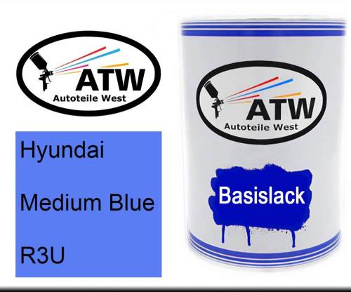 Hyundai, Medium Blue, R3U: 500ml Lackdose, von ATW Autoteile West.